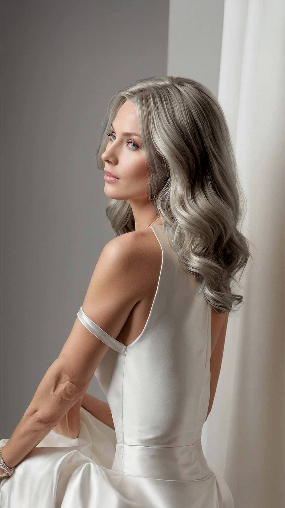 Soft-Wavy Grey Loire Wig