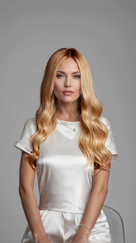 Wavy Dark Caramel Piemonte Wig (Dark Brown Rooted) - Mongolian Wigs