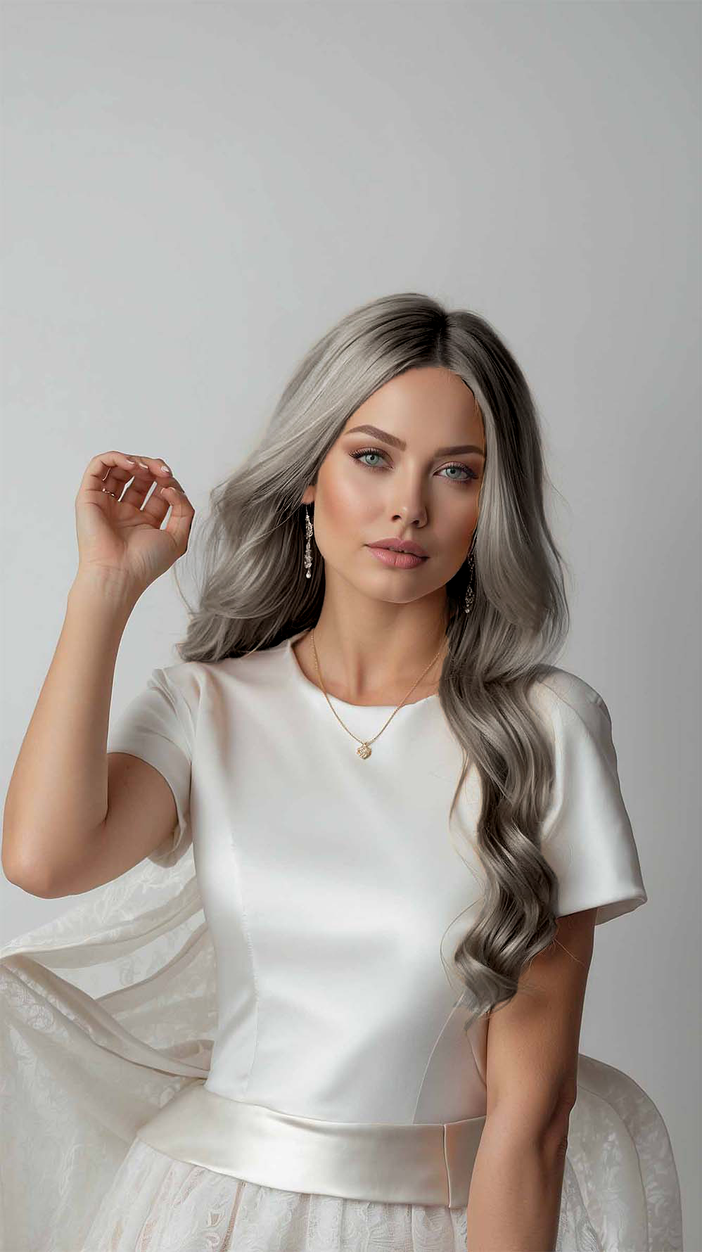 Wavy Light Grey Piemonte Wig - Mongolian Wigs