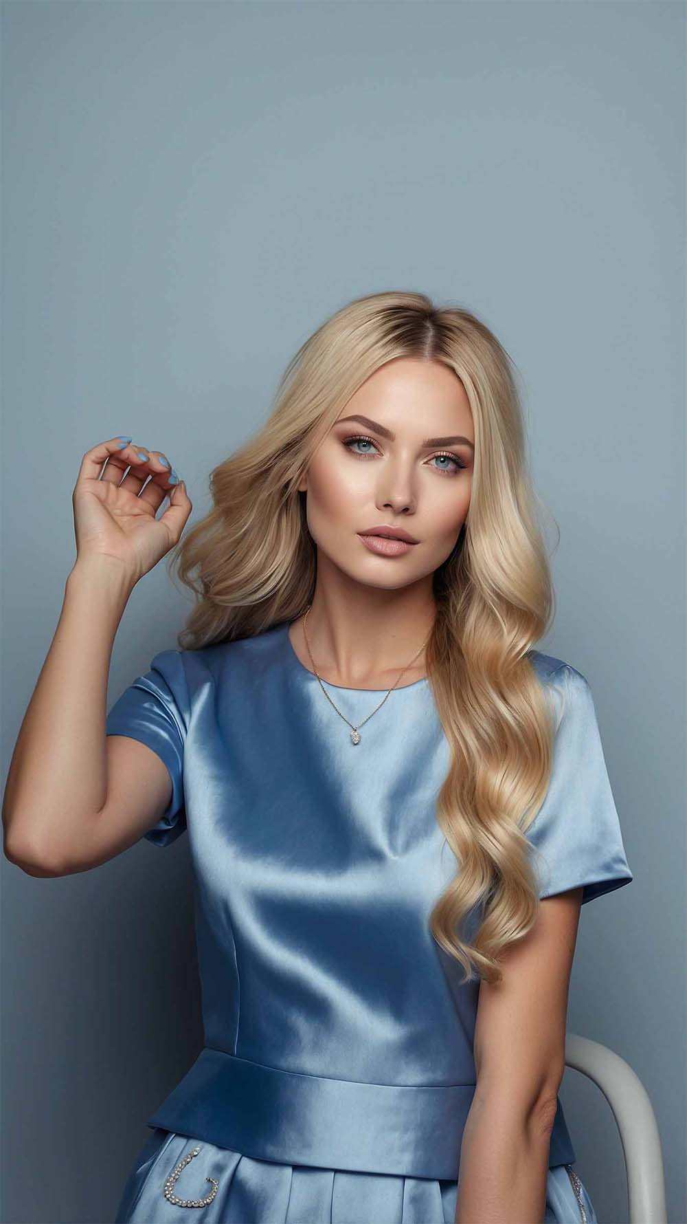 Wheat Blonde Blend Wavy Wig (Black Rooted 2-3cm) - Mongolian Wigs