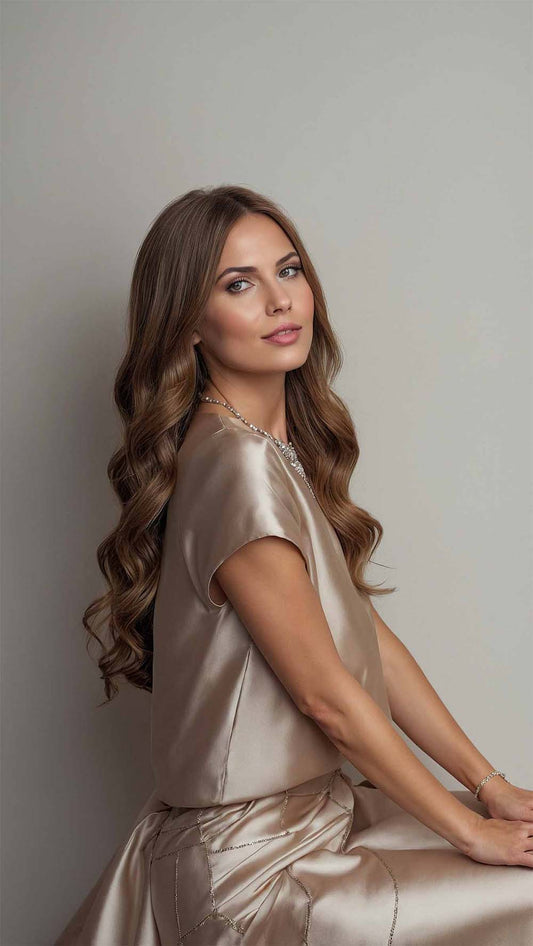 Taupe Rooted Barrel Curls Wigs - Mongolian Wigs