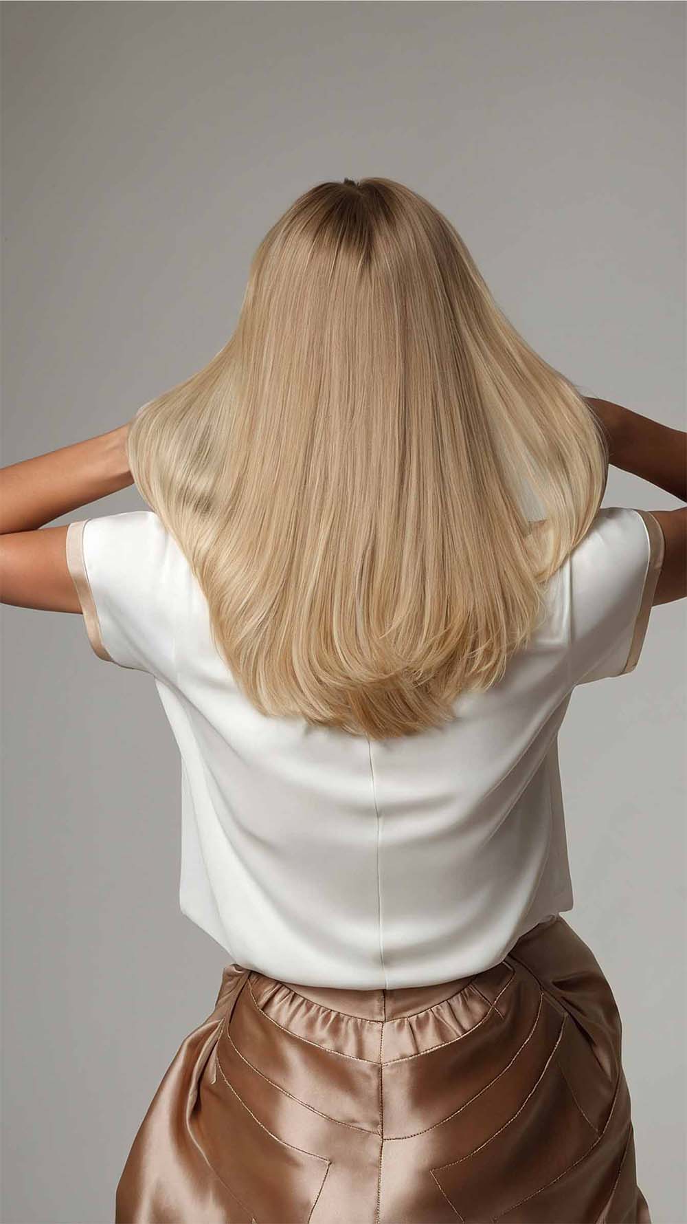 White Honey Blonde Rooted Straight Wig - Mongolian Wigs