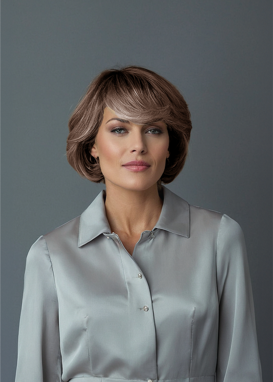 Mocha Brown Short Bob Hair With Curled Ends - Mongolian Wigs