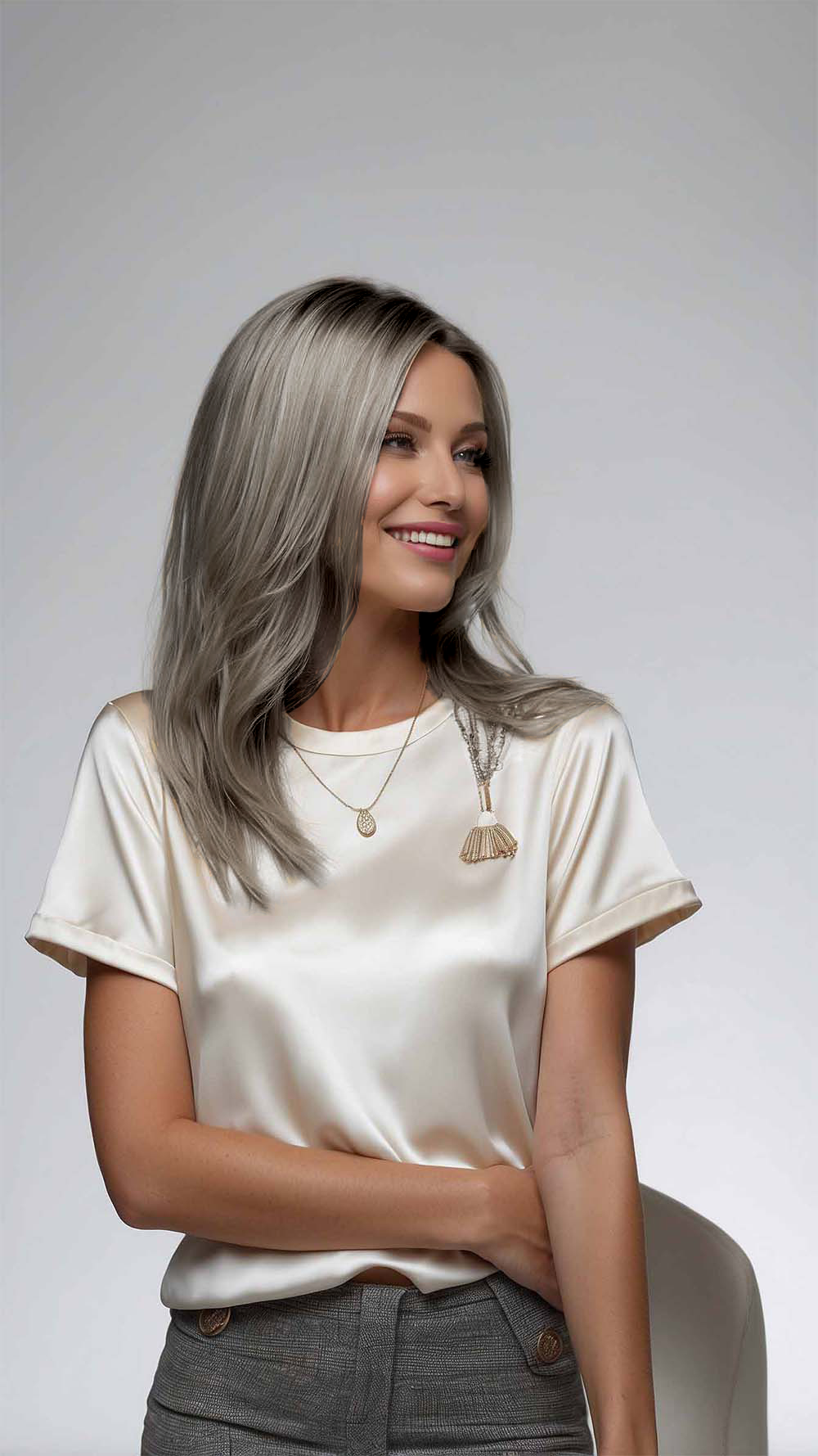Straight Grey Santa Rossa Wig - Mongolian Wigs
