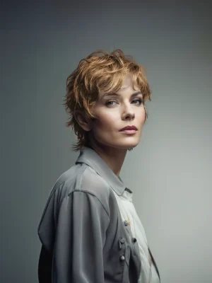 Light Straw Blend Short Curly Hair (HH07)